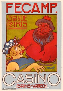 (1 F) René Crevel Affiche Fécamp casino bains de varech