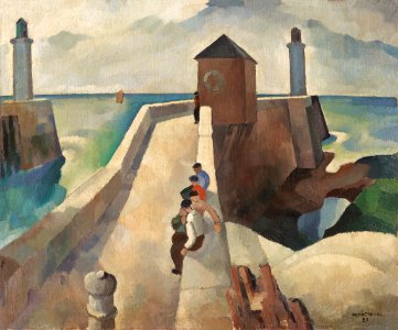 (5 ZH) René Crevel. Fécamp, Marins assis sur la jetée nord
