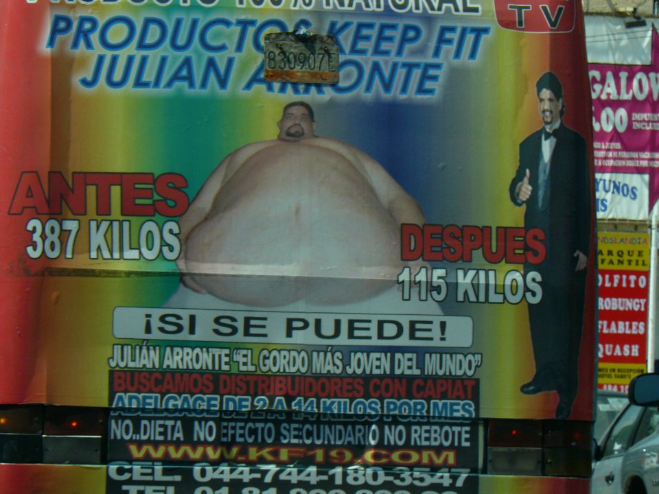 Comercial de gordo en un camión de Acapulco