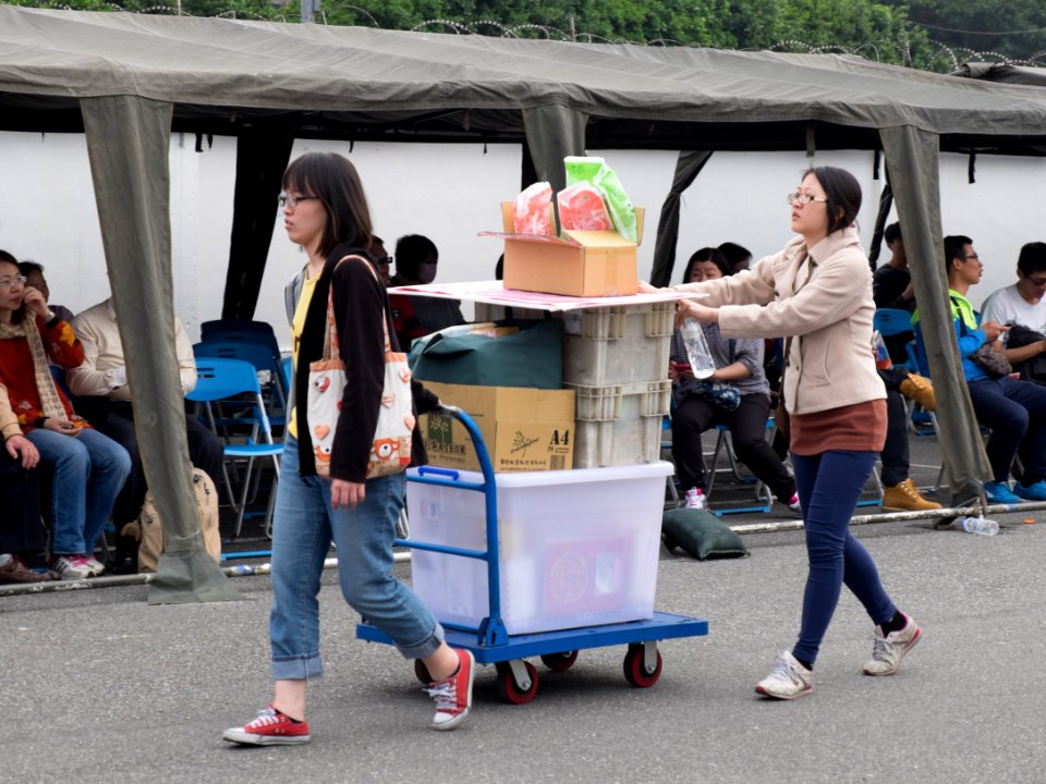 Chunghwa Post Female Officers Moving Wagon Leave Keelung Naval Pier after Event 20150316