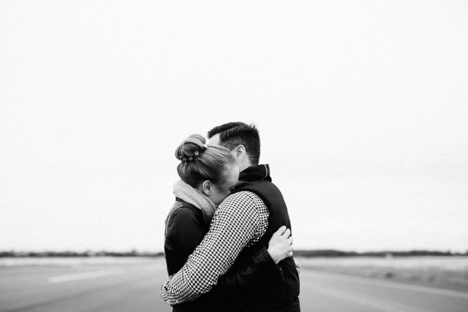 Hug black and white love