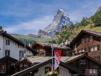 Switzerland houses mountains photo