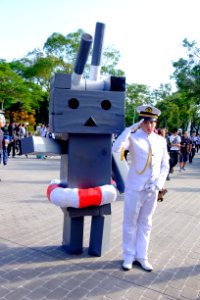 Cosplayers of Twin-Gun Chan (Danbo Version) and Admiral, Kantai Collection at CWT41 20151213