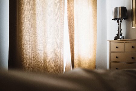 Lampshade curtain brown bedroom