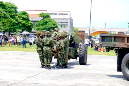 Crew Ready for Open Trail of M114 155mm Howitzer on Ground 20150704