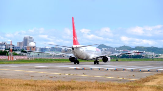 Eastar Jet B737-86N HL8023 Taking off from Taipei Songshan Airport 20151003
