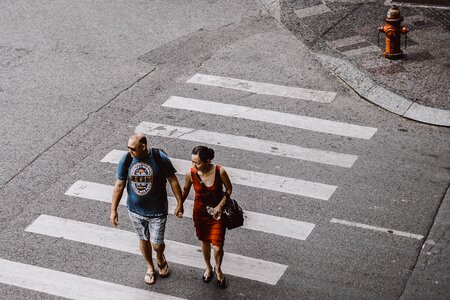 Walking holding hands road