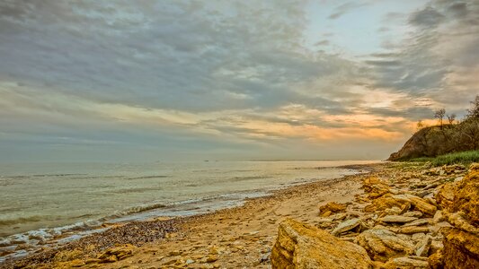 Landscape sea stones sunset