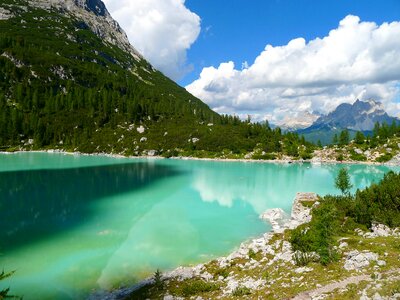 South tyrol sorapis lake turquoise blue photo