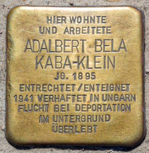Binz Stolpersteine Strandpromenade 27 Adalbert Bela Kaba Klein 01