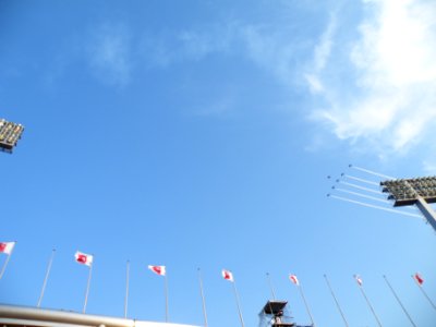 Blue Impulse 2014, fly over Tokyo National Stadium 005