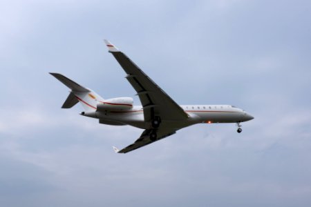 Bombardier Global Express M-JGVJ on Final Approach at Taipei Songshan Airport 20150221c