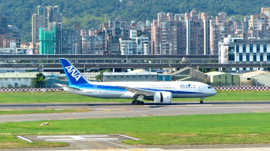 ANA Boeing 787-8 JA832A Landing down Taipei Songshan Airport Runway 20160821a