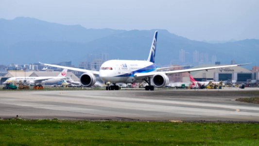 ANA Boeing 787-881 JA835A Departing from Taipei Songshan Airport 20150110a