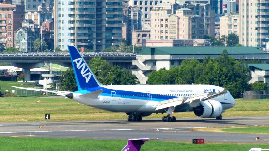 ANA Boeing 787-8 JA832A Landing down Taipei Songshan Airport Runway 20160821b