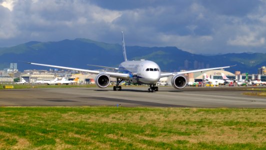 ANA Boeing 787-8 JA874A Departing from Taipei Songshan Airport 20160731a