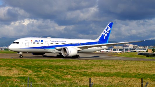 ANA Boeing 787-8 JA874A Departing from Taipei Songshan Airport 20160731b