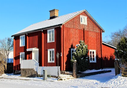 Outdoor winter cottage photo