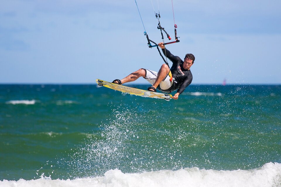 Kite-surfing male action