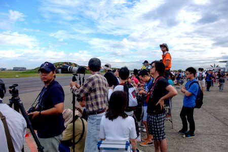 Aviation Photographers Standing beside Runway of Hsinchu AFB 20151121