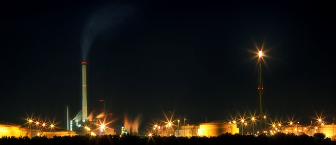 Industry pollution night photograph