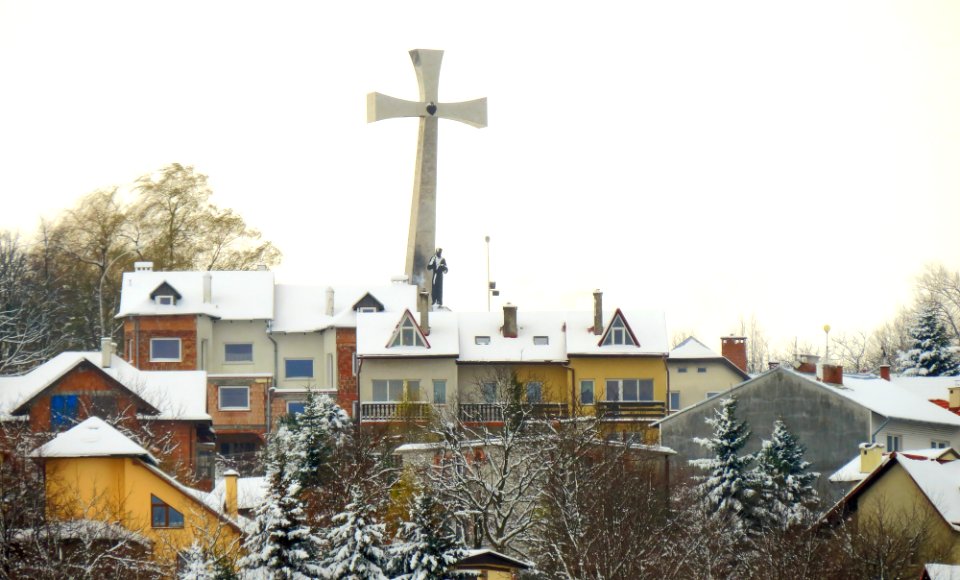 Widok z tarasu wieży Zegarowej w Przemyślu 16 - Krzyż Zawierzenia
