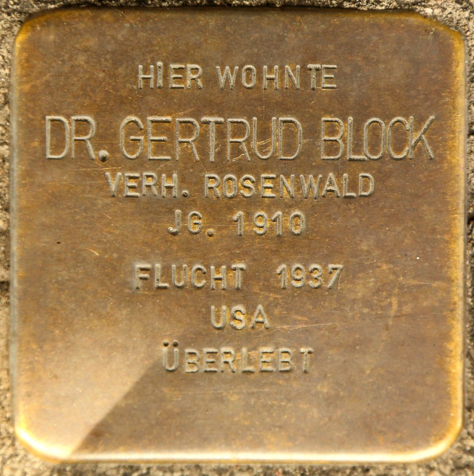 Westerkappeln Stolpersteine Gertrud Block 01