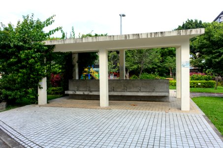 Wenhua Park Square Pavilion and Cement Bench 20150603 photo