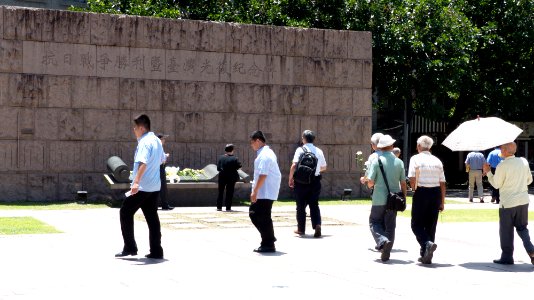 Veterans Offering Flowers at Resistance against Japan and Taiwan Retrocession Memorial Stele 20140707b