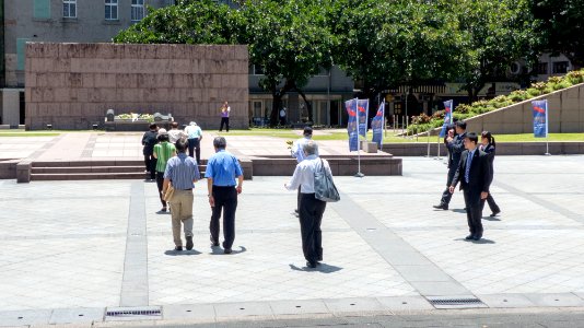 Veterans Offering Flowers at Resistance against Japan and Taiwan Retrocession Memorial Stele 20140707a