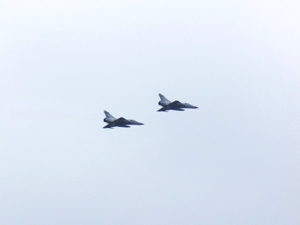 Two ROCAF Mirage 2000 Fighters Flyover Hsinchu AFB 20120602