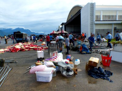 Unassembled Food Booth Sets in Hualien Air Force Base Apron 20160813
