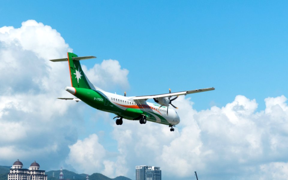 UNI Air ATR 72-600 B-17002 on Final Approach at Taipei Songshan Airport 20150908