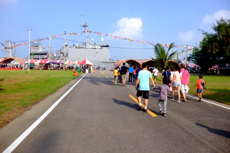 Visitors Walking to East No.6 Pier, Zuoying Naval Base in Morning 20151024