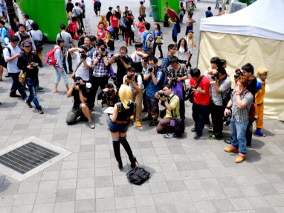 Visitors Photographing Cosplayer of Eli Ayase, Love Live! in Taipei Expo Park 20150509