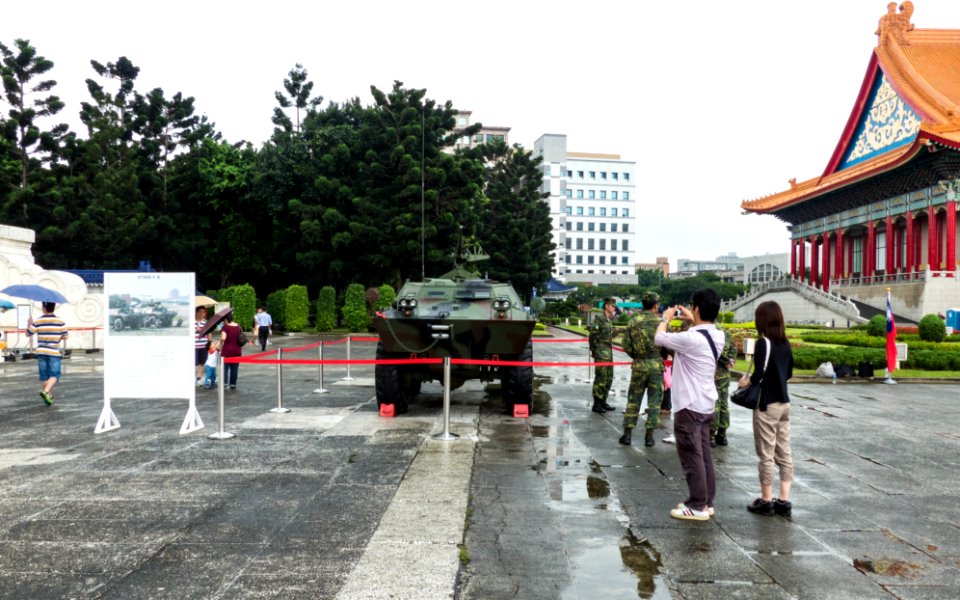 Visitor Photographing V-150S Commando on CKS Memorial Hall Square 20140607