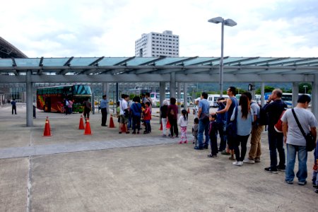 Visitors Waiting for Shuttle Buses to Hsinchu Air Force Base 20151121