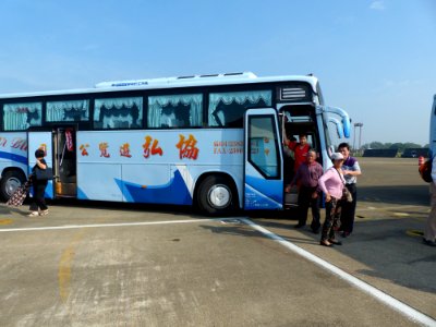 Visitors Leaving Shuttle Bus in Ching Chuang Kang Air Force Base 20161126