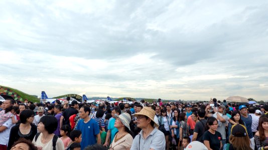 Visitors Looking Sky before Mirage 2000 Flight Demonstration Beginning 20151121