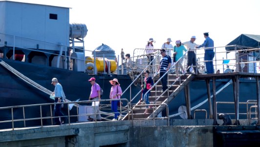 Visitors Leaving ROCN Chong Bang (LST-230) by Gangway 20141123