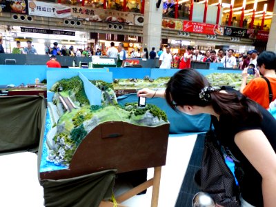Visitor Photographing Model Railway by Digital Camera 20150606a