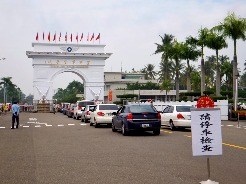 Visitors' Cars Stopped behind Main Gate Waiting for Check 20111015