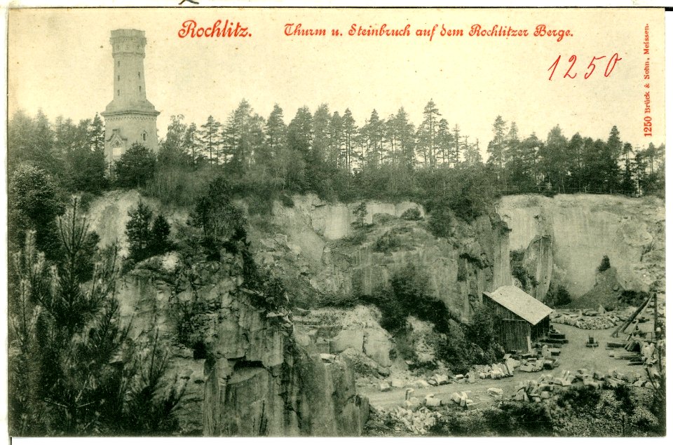 01250-Rochlitz-1899-Turm und Steinbruch auf dem Rochlitzer Berg-Brück & Sohn Kunstverlag