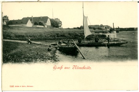 01141-Nünchritz-1899-Elbe und Fähre-Brück & Sohn Kunstverlag