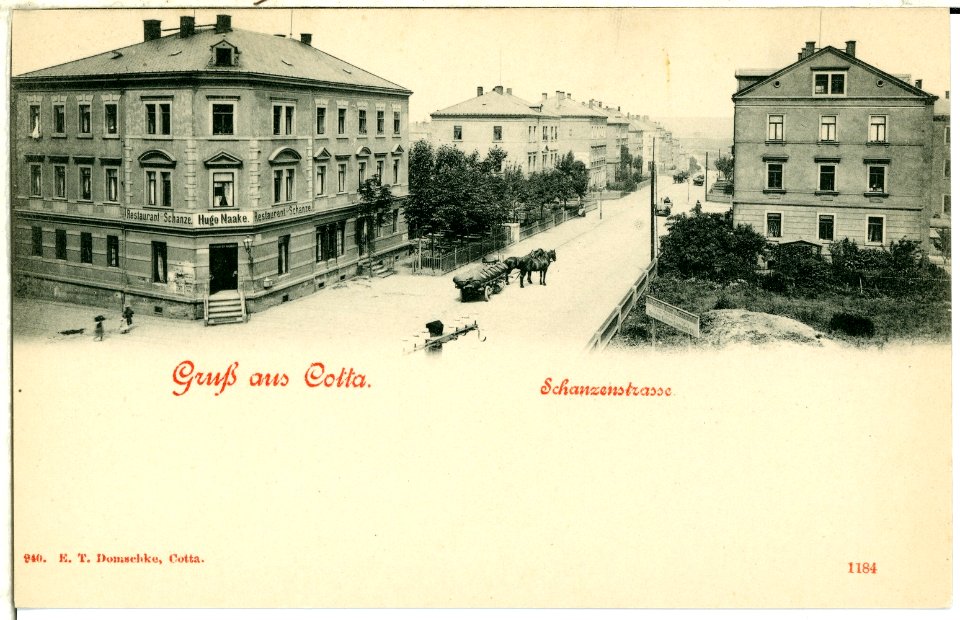 01184-Cotta-1899-Schanzenstraße mit Pferdefuhrwerk-Brück & Sohn Kunstverlag