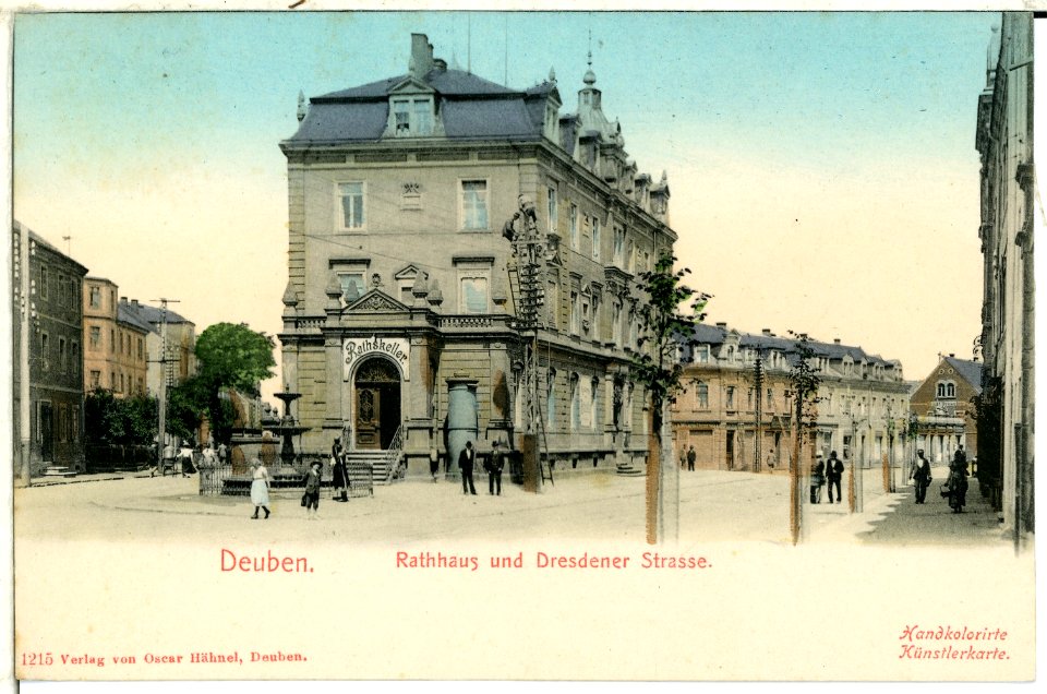 01215-Deuben-1899-Rathaus und Dresdner Straße-Brück & Sohn Kunstverlag