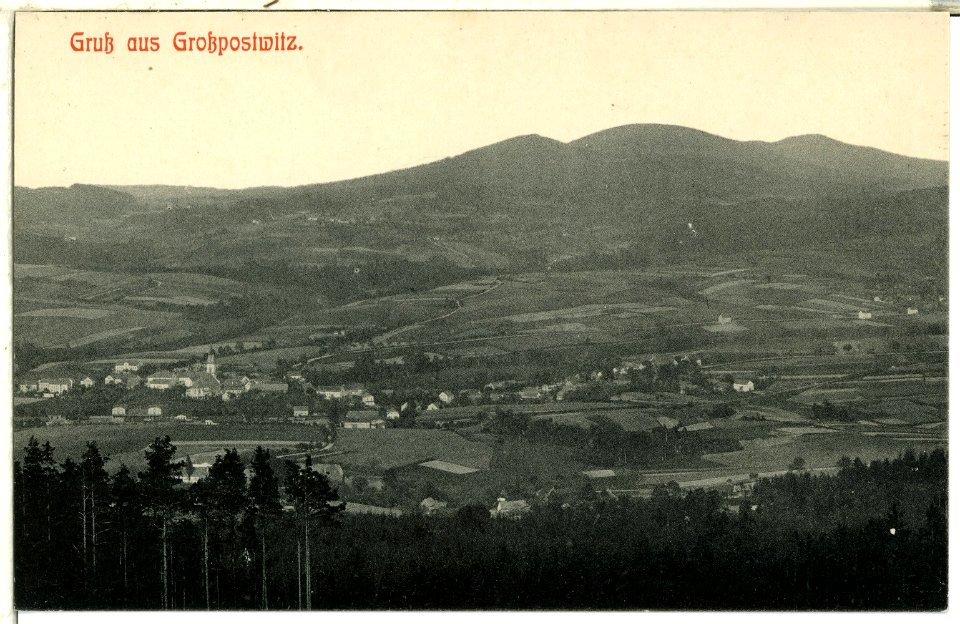 01100-Großpostwitz-1899-Blick über Großpostwitz und Mittellausitzer Bergland-Brück & Sohn Kunstverlag