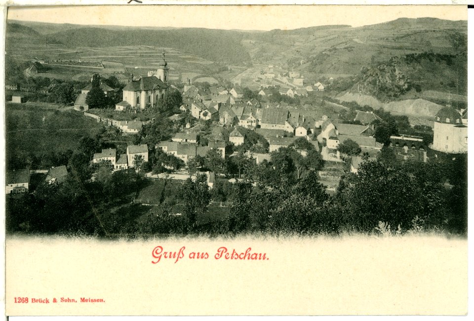 01268-Petschau-1899-Blick auf Petschau-Brück & Sohn Kunstverlag