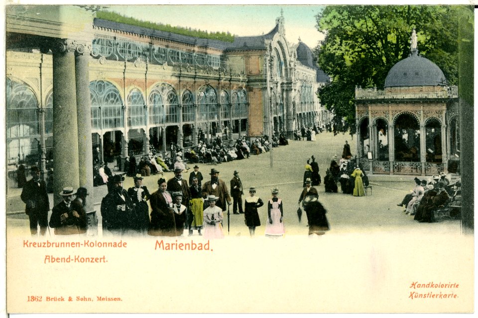 01362-Marienbad-1899-Kreuzbrunnenkolonade, Abendkonzert-Brück & Sohn Kunstverlag