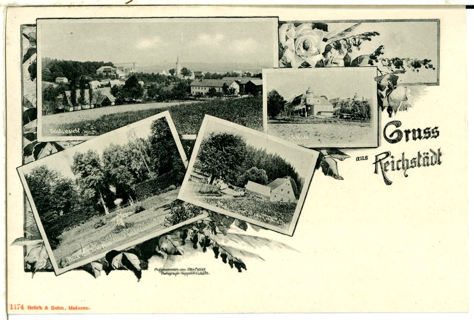 01174-Reichstädt-1899-Blick auf, Schloß, Park, Lehnmühle-Brück & Sohn Kunstverlag